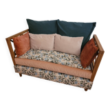 Vintage Bohemian wooden children's sofa bed bench