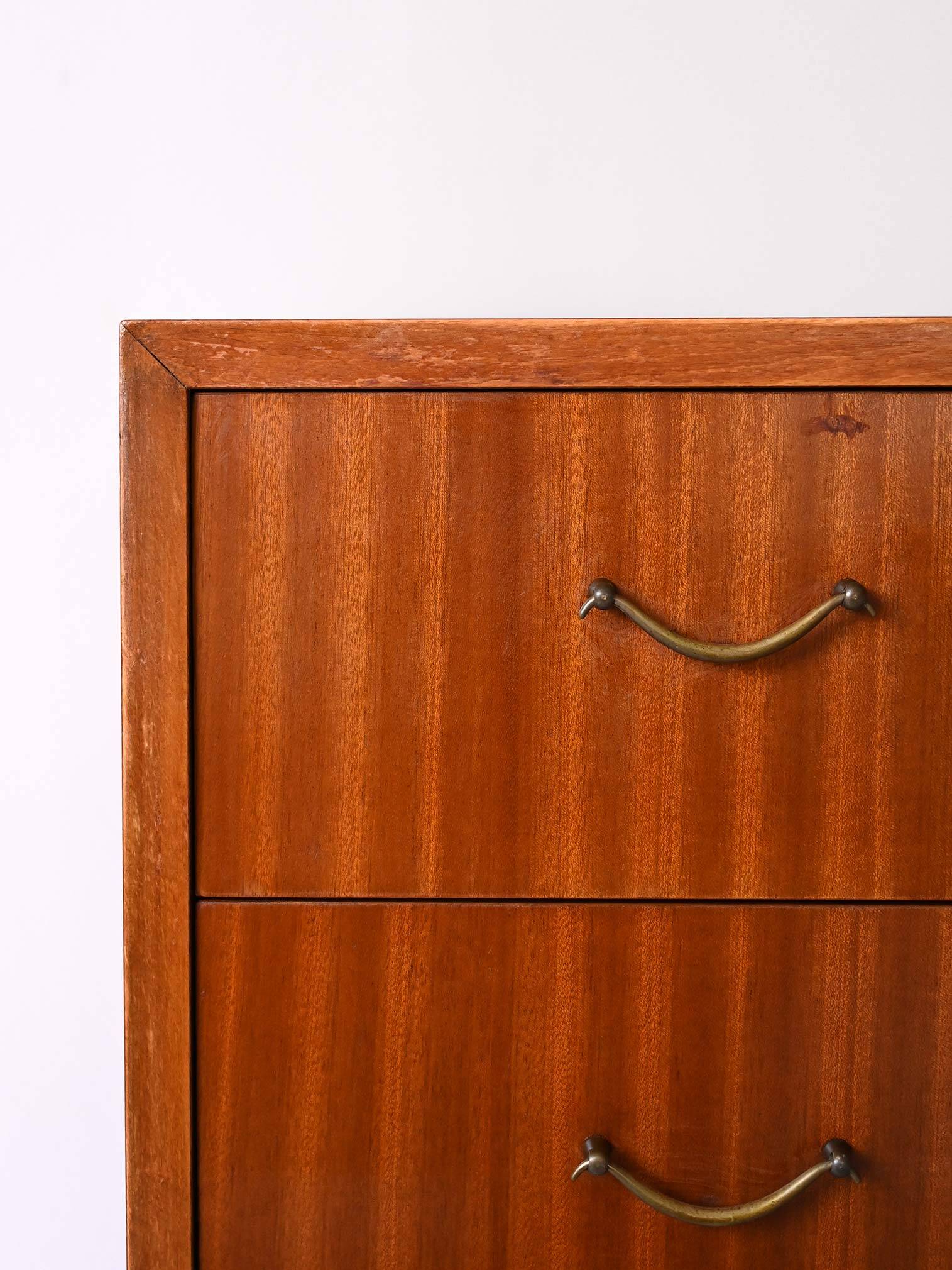 Scandinavian chest of drawers with metal handles