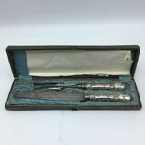 Box of cutlery with leg / roast silver filled.