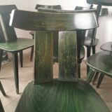 Set of 10 wooden bistro chairs