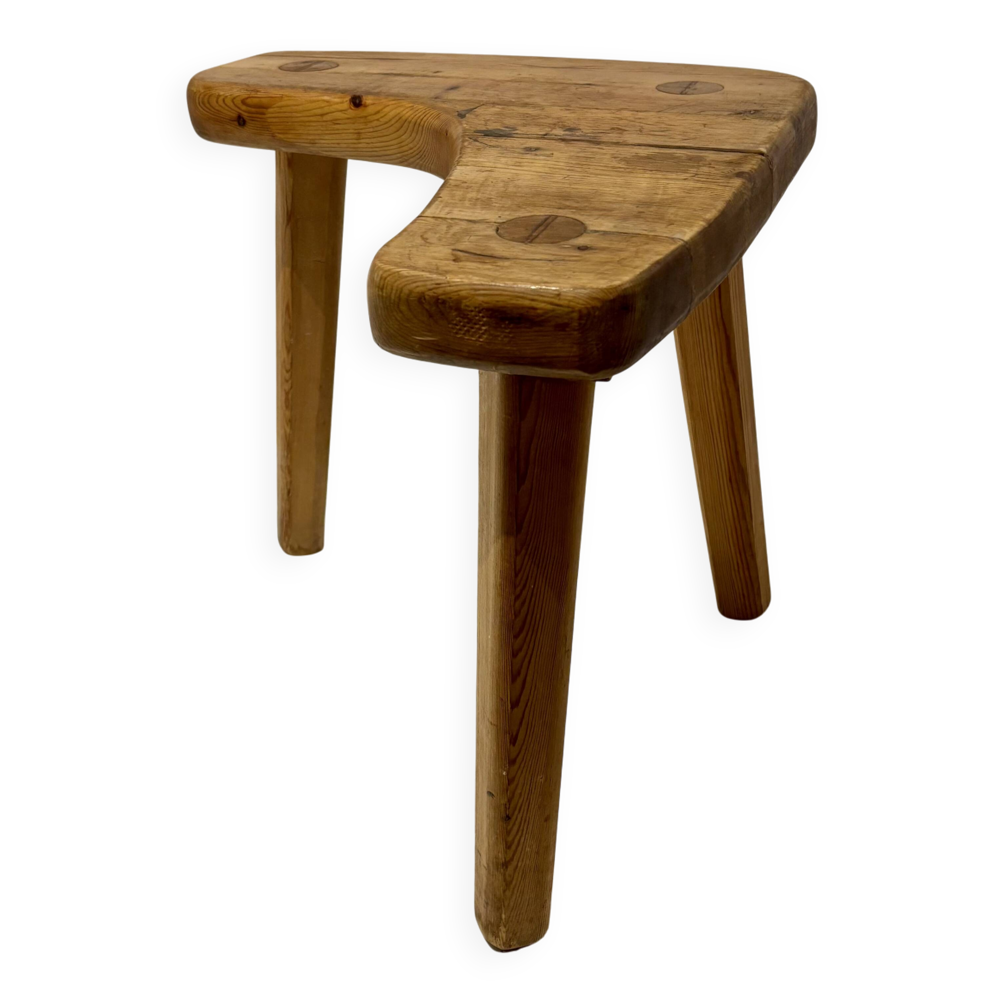 "Free Form" stool in pine – Stig Sandqvist (attr.), Sweden