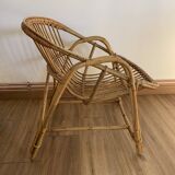 Fauteuil coquille en rotin