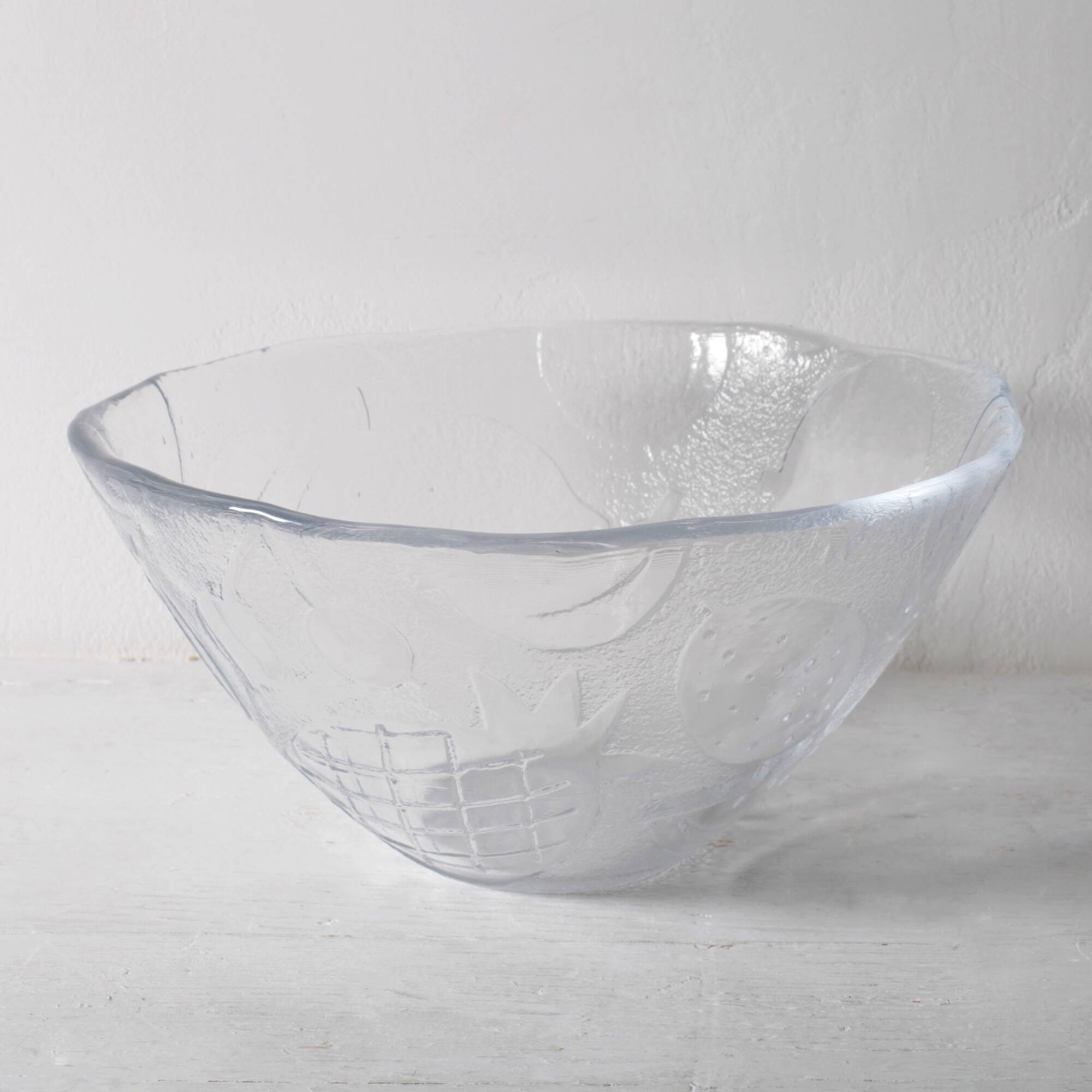 Vintage Kosta Boda Tropic Glass Fruit Bowl, Scandinavian Fruit Design 1989