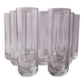 Ensemble vintage de 9 verres Murano des années 1980, forme octogonale en verre d’art, vaisselle italienne classique