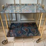 Textable brass and cashmere serving table