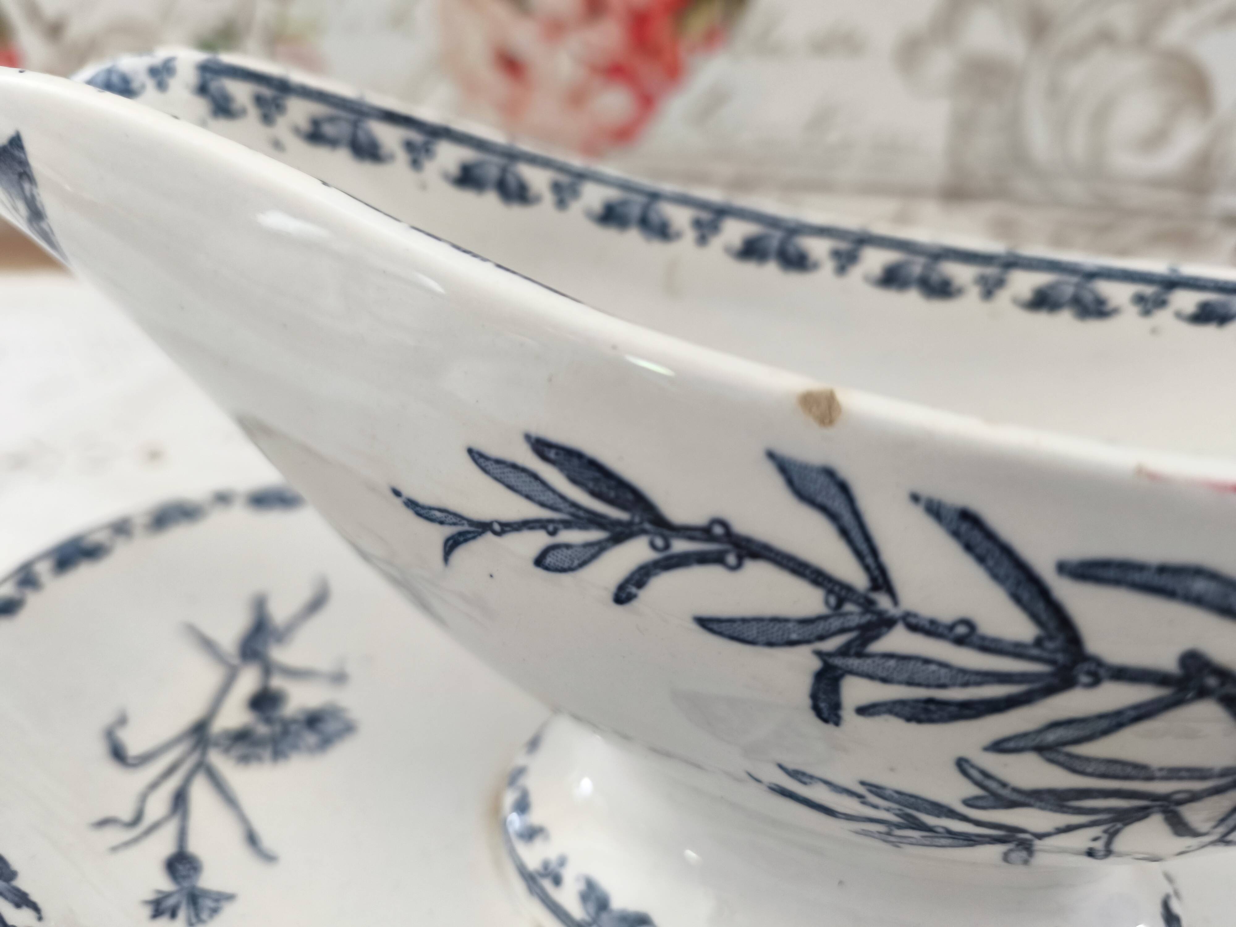 Sarreguemines Iron Earth Sauceboat on Frame, Carmen Model