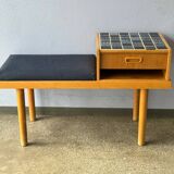 Vintage entryway bench decorated with ceramic tiles, Norway 1960s