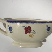 Sauceboat Mary Lou Digoin Sarreguemines blue rim