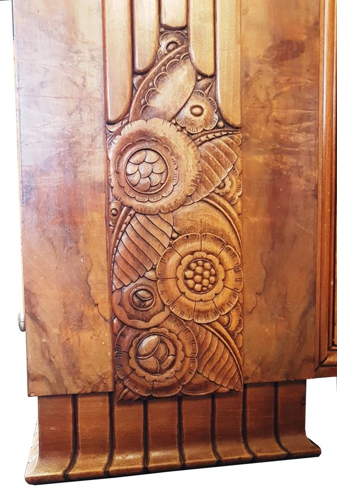 Art Deco wardrobe with elm magnifying glass dome and oak