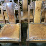6 art deco chairs leather sitting