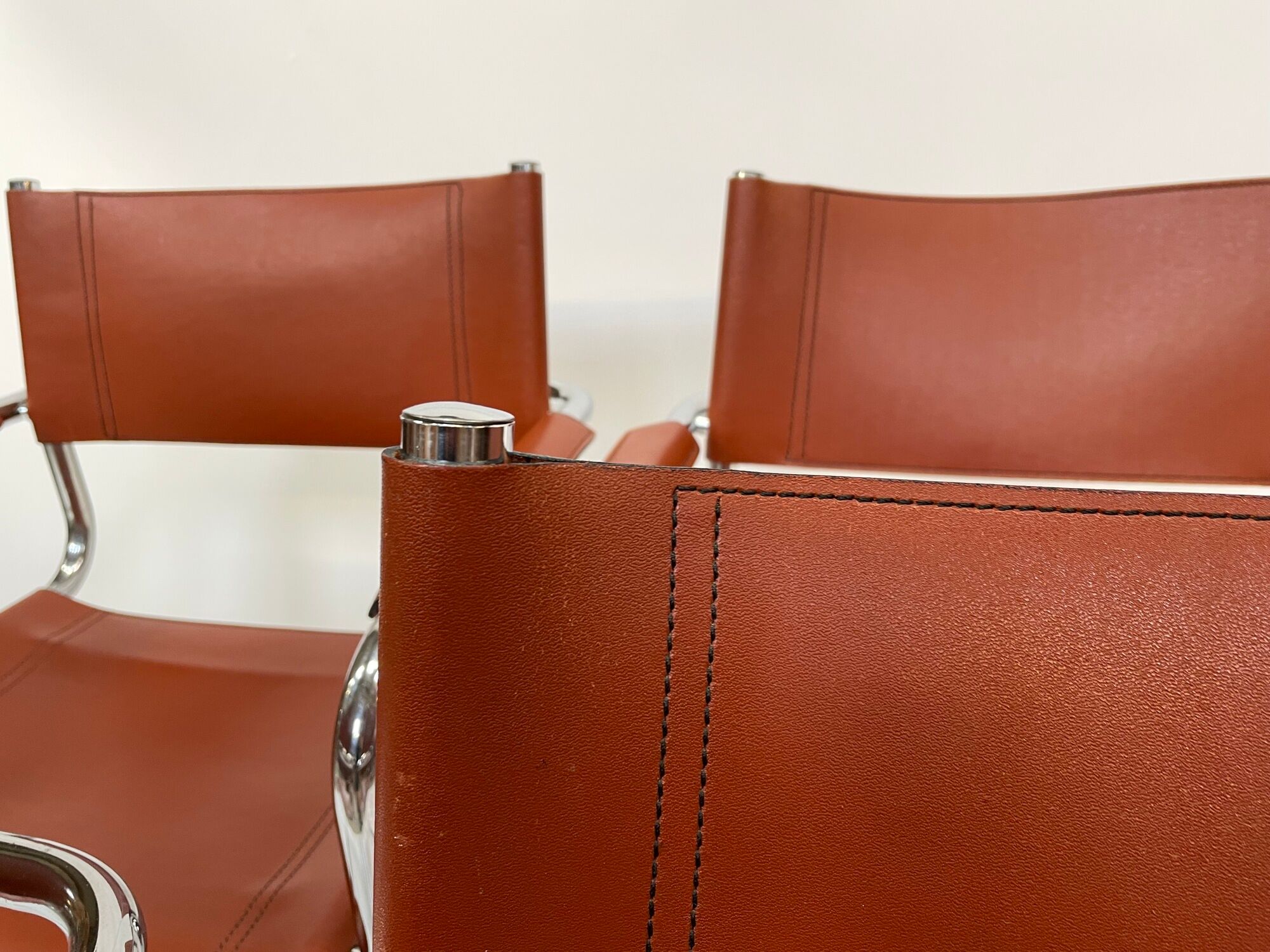 Set of 4 Bauhaus cantilever chairs cognac leather and chrome Design