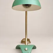 Vintage desk lamp from the 1950s-1960s – Aqua green metal and brass – Neck