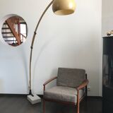 Arc floor lamp gilded stretch 70s