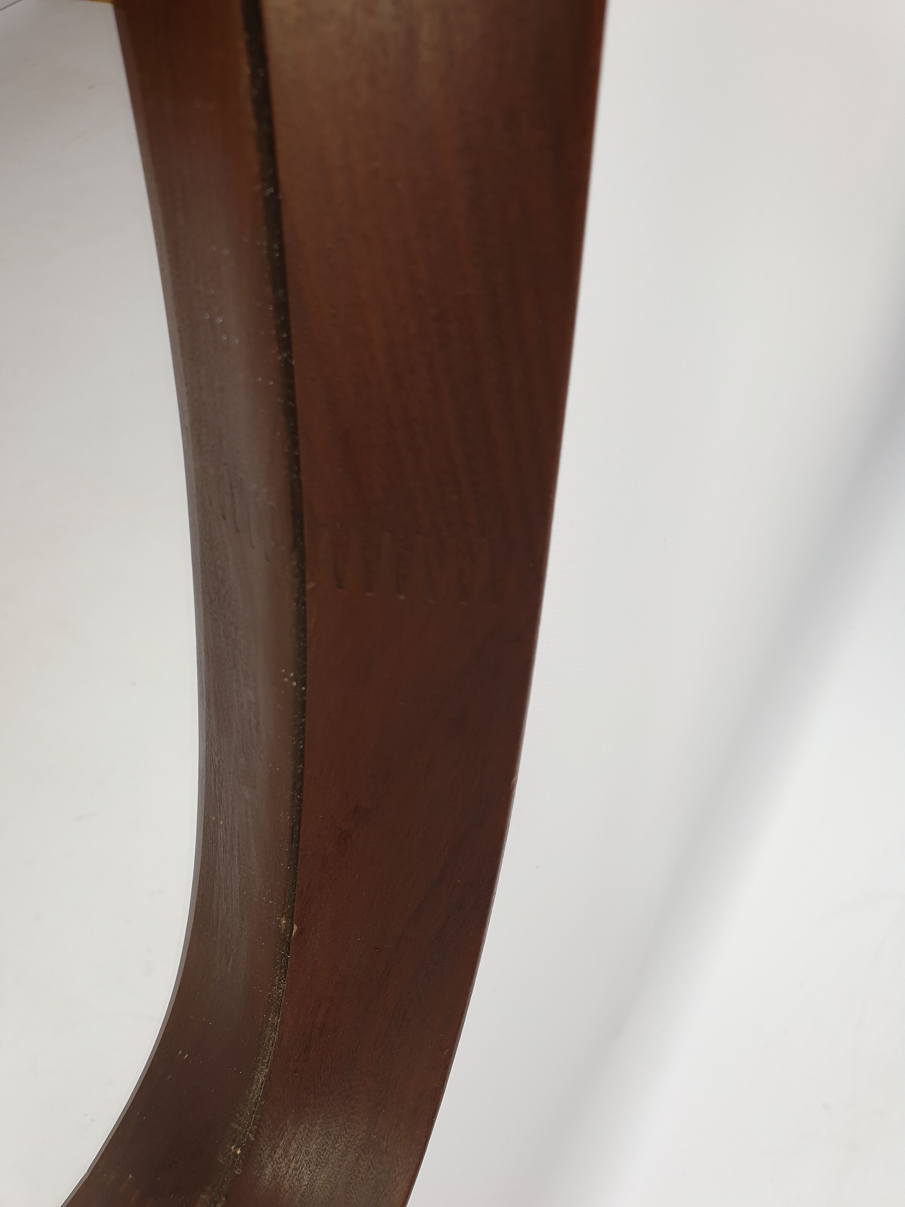 Italian Oval Teak Mirror 1950s 32x103cm