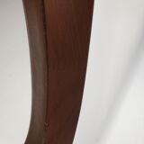 Italian Oval Teak Mirror 1950s 32x103cm