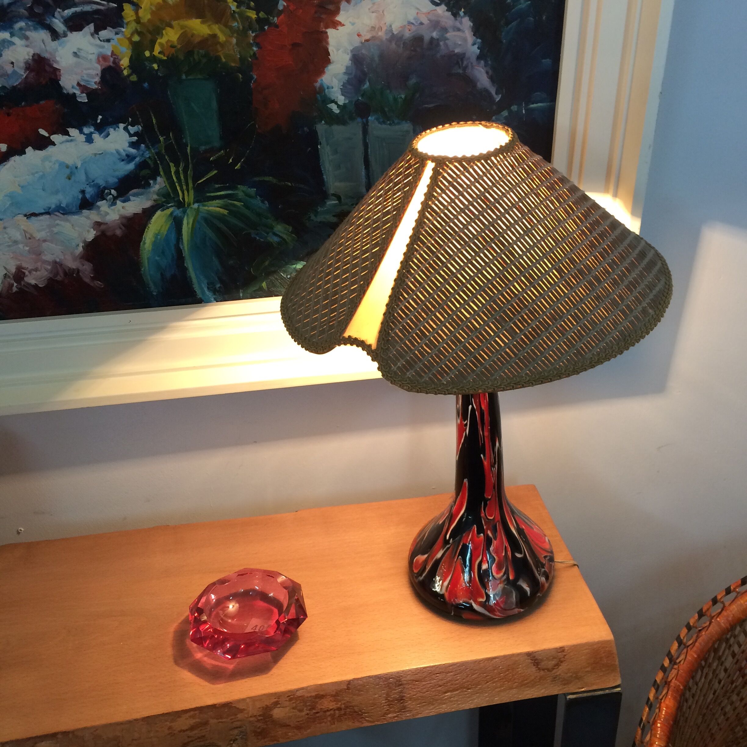 Ceramic lamp vintage and Japanese Lampshade