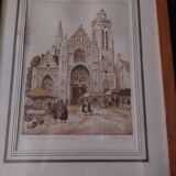 Aquarelle Senlis première moitié XXème