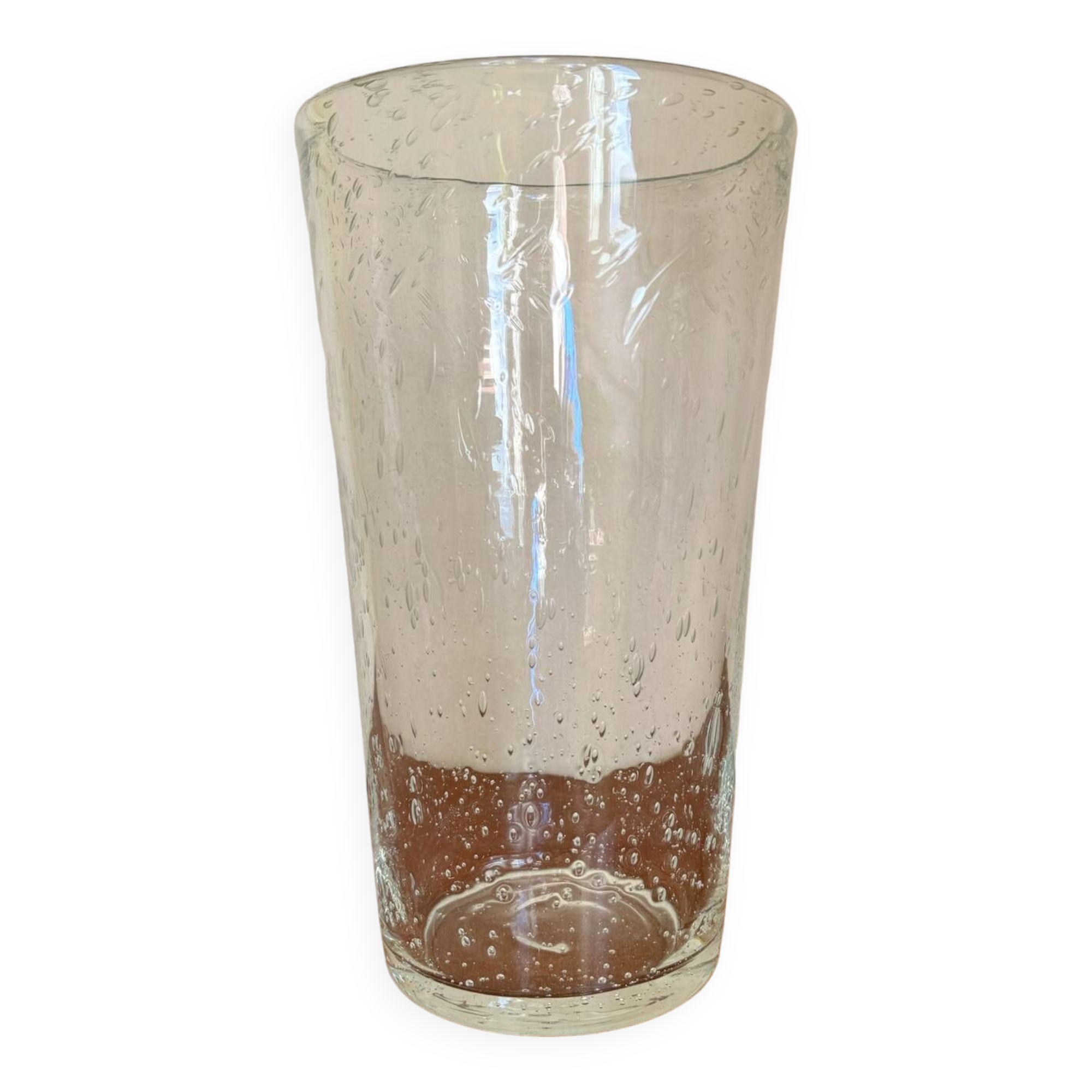 Grand vase cristal bullé années 70