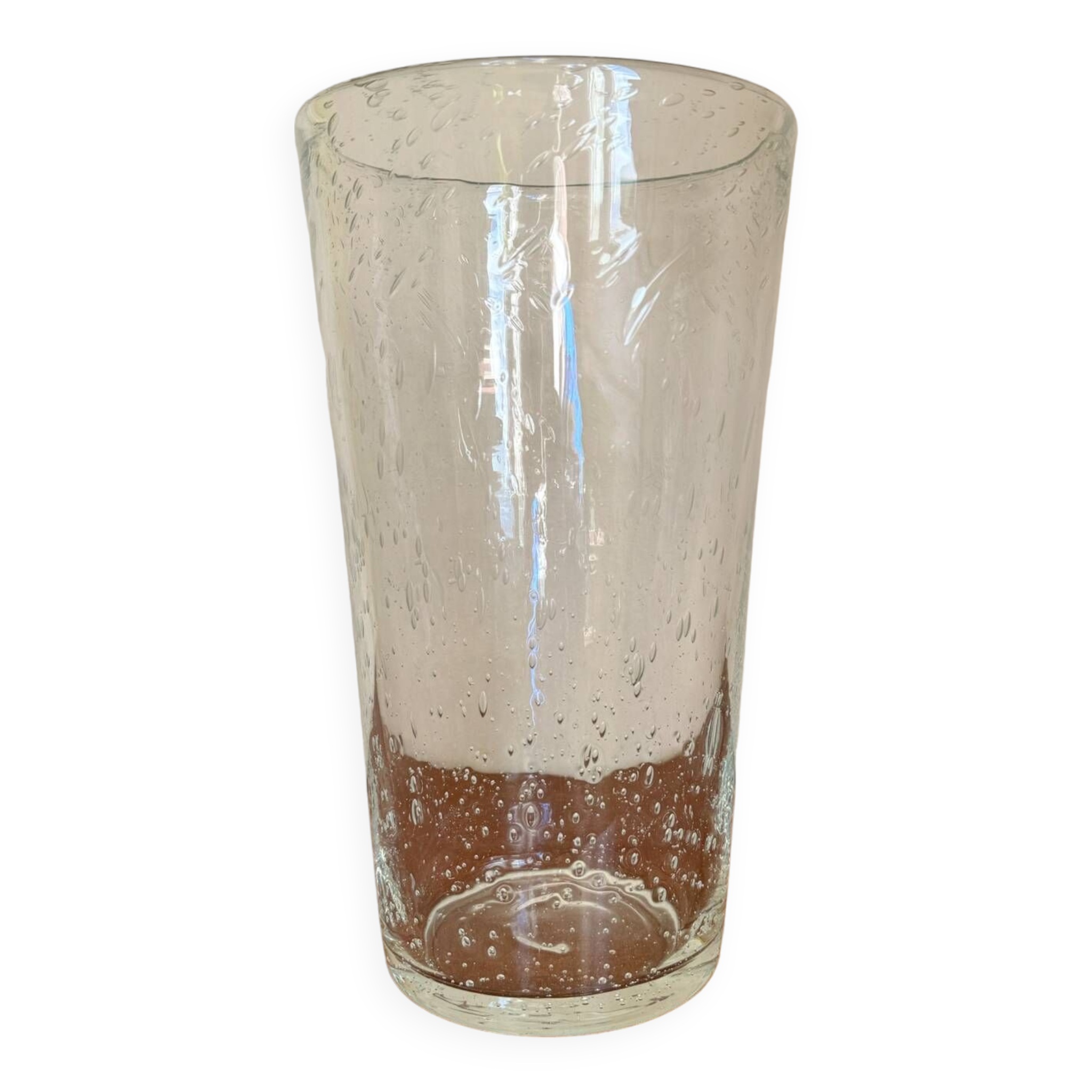 Grand vase cristal bullé années 70