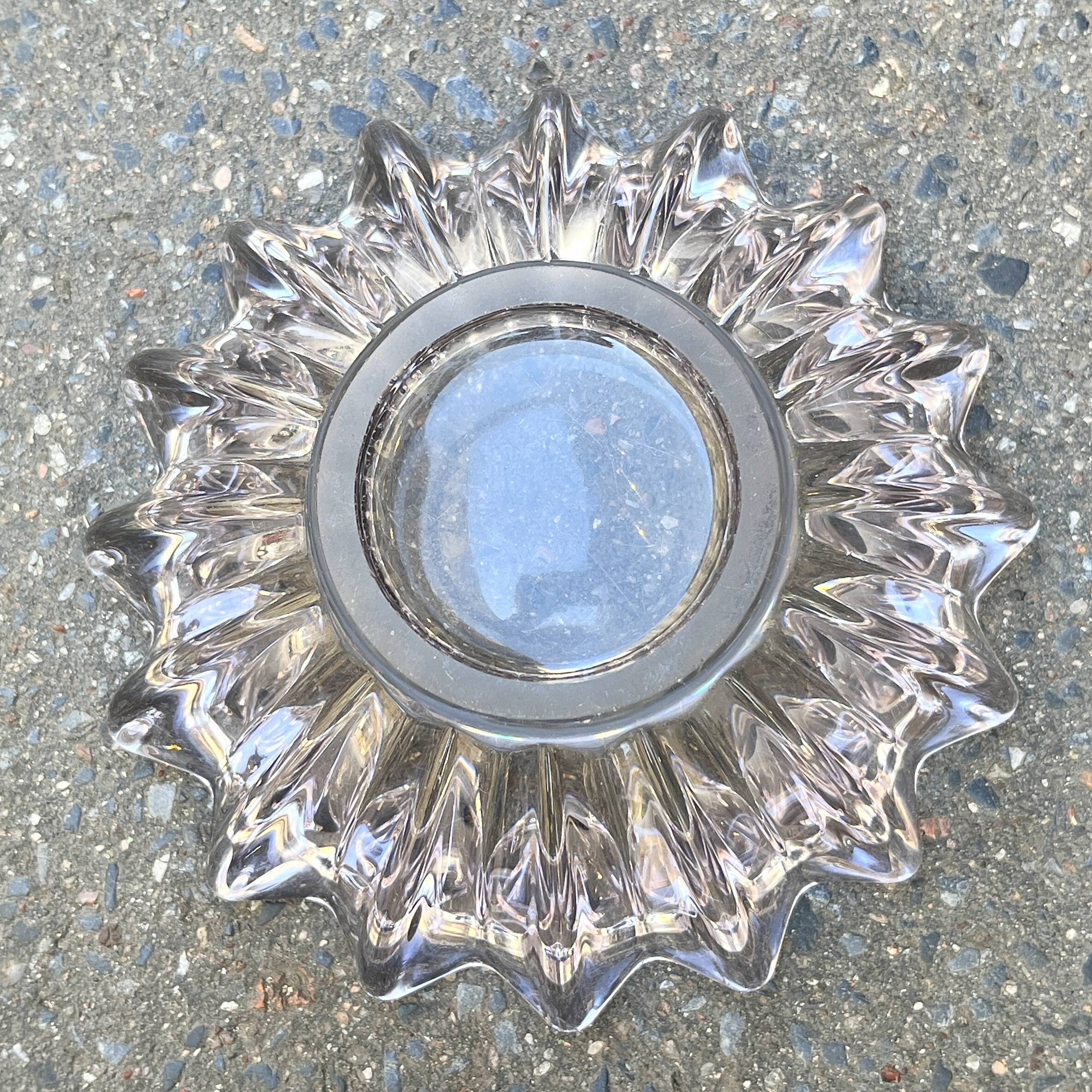 Large Art Deco molded glass ashtray Pierre D'Avesn Art Deco pocket emptier