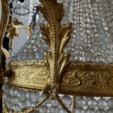 Large 19th century Empire Montgolfière chandelier in bronze and crystal