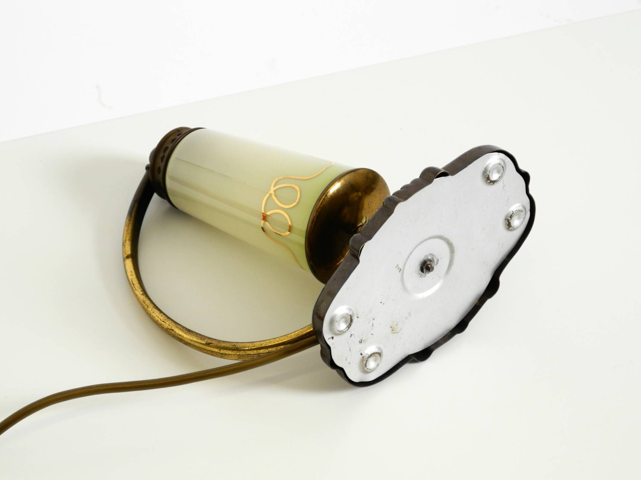 Beautiful, rare brass table lamp with glass shade | 1940s