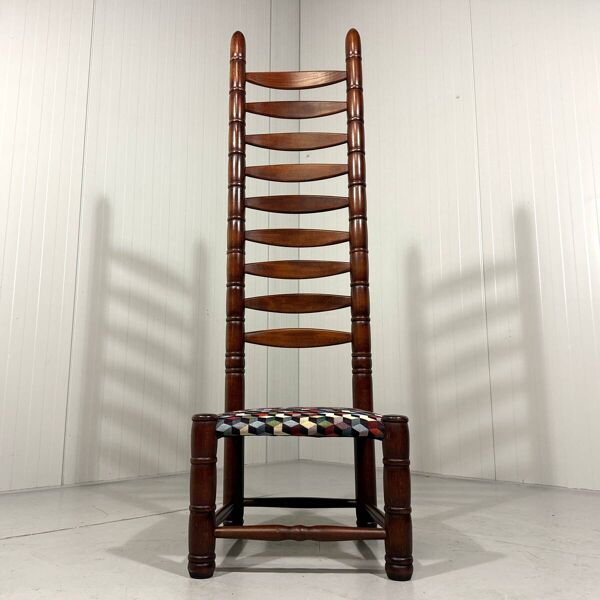 Chaise échelle à dossier haut des années 1970