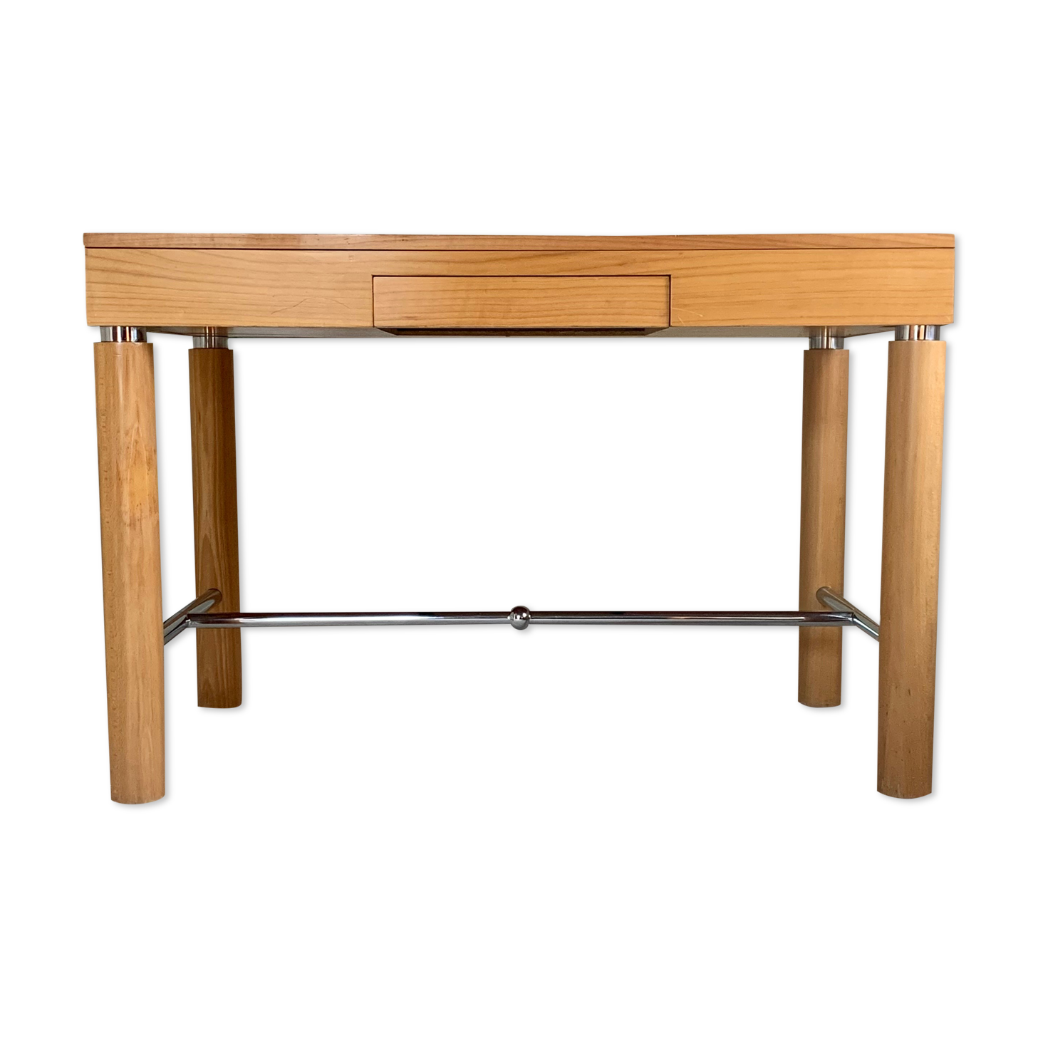Bureau vintage en orme et chrome