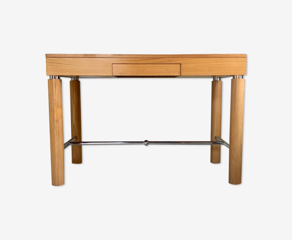 Bureau vintage en orme et chrome