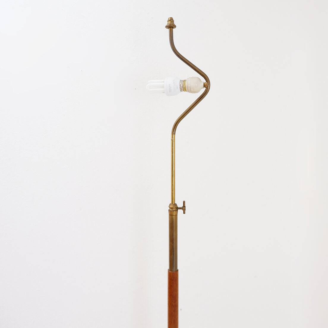 Mid-Century teak and brass floor lamp, Denmark, 1960s