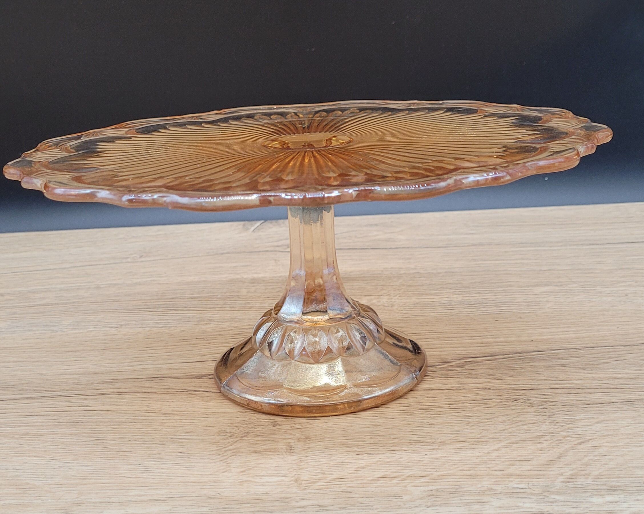 Pink molded glass pie dish