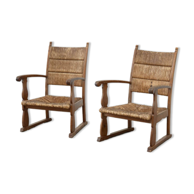Ensemble de deux fauteuils lounge français
