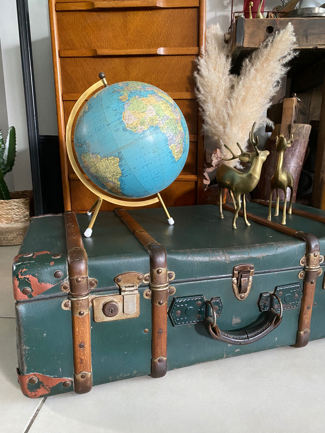 Old vintage travel trunk