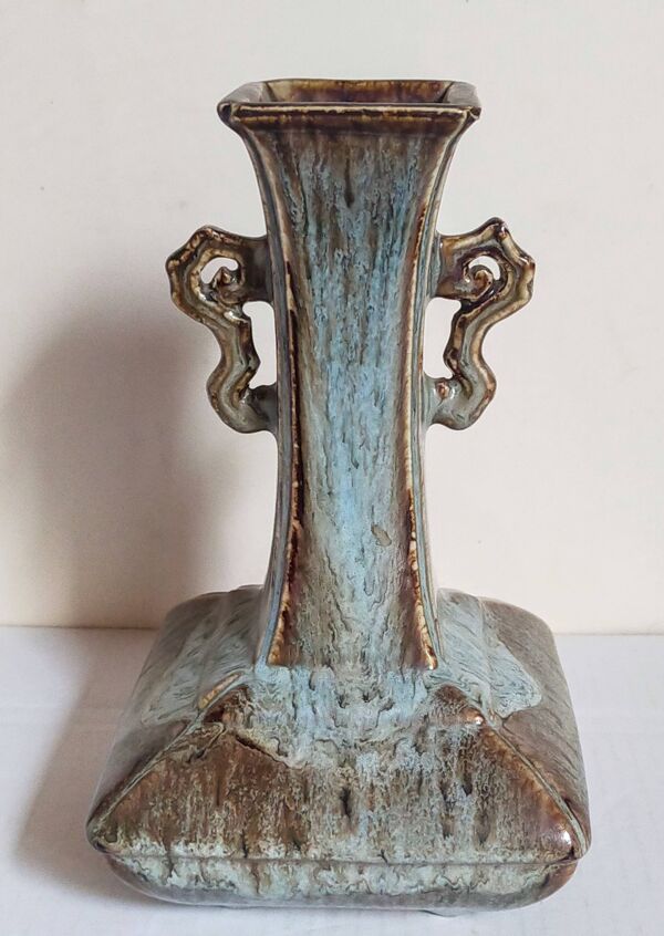 Vase soliflore bouteille chinoise à l'émail flambé