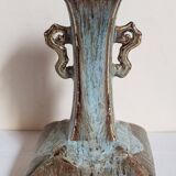 Vase soliflore bouteille chinoise à l'émail flambé
