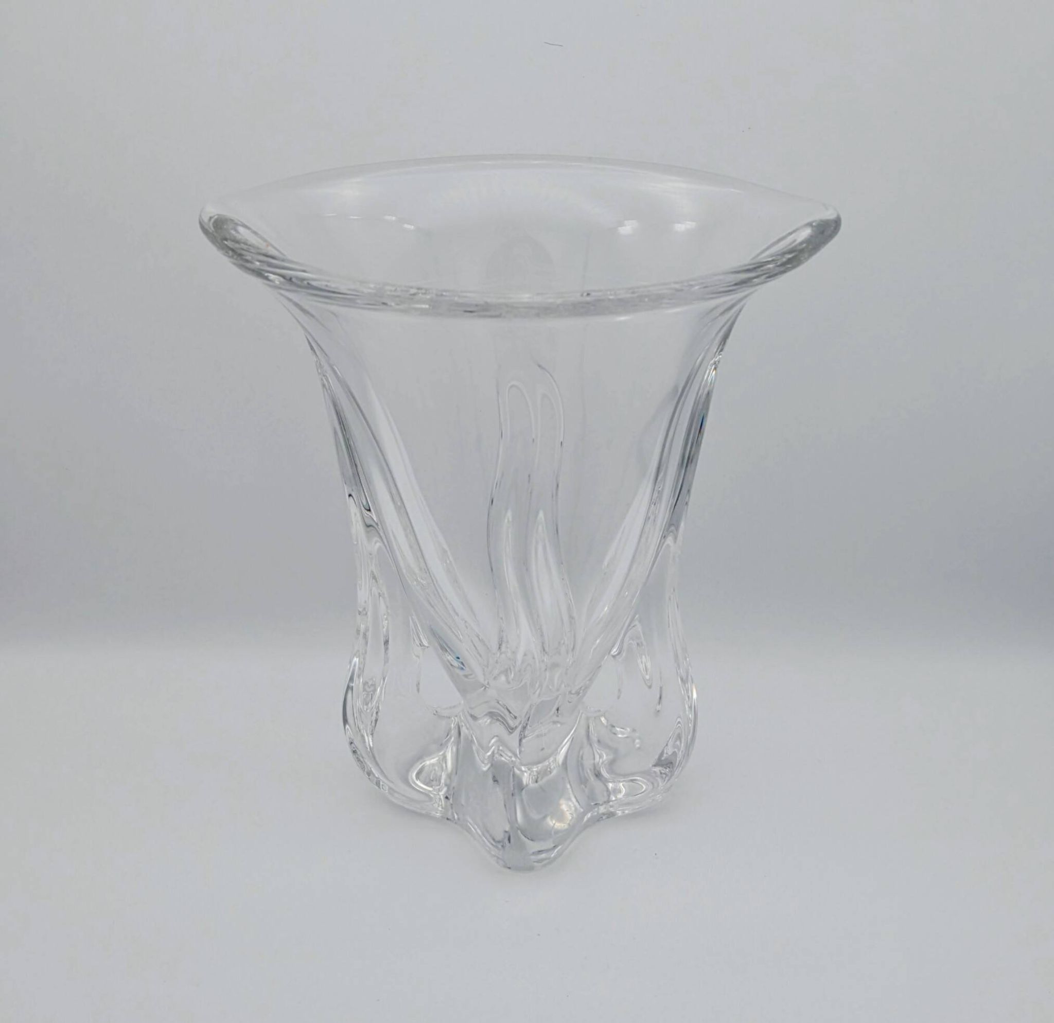 Art Vannes France - Large Sculptural Free-Form Vase - Solid Crystal 1950