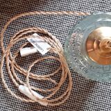 Vintage stroller to put down or hang with lampshade in bubbled glass