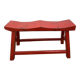 Red end of bed bench in solid wood with cracked effect Chinese style 1950