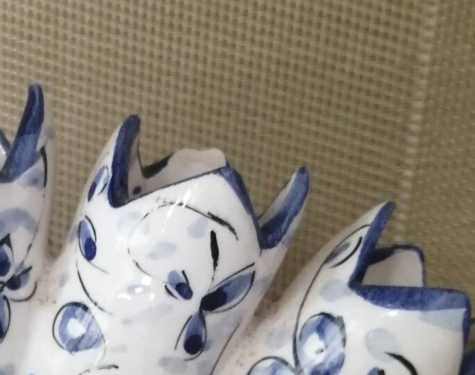 Small flower vase with 5 branches in earthenware from Portugal