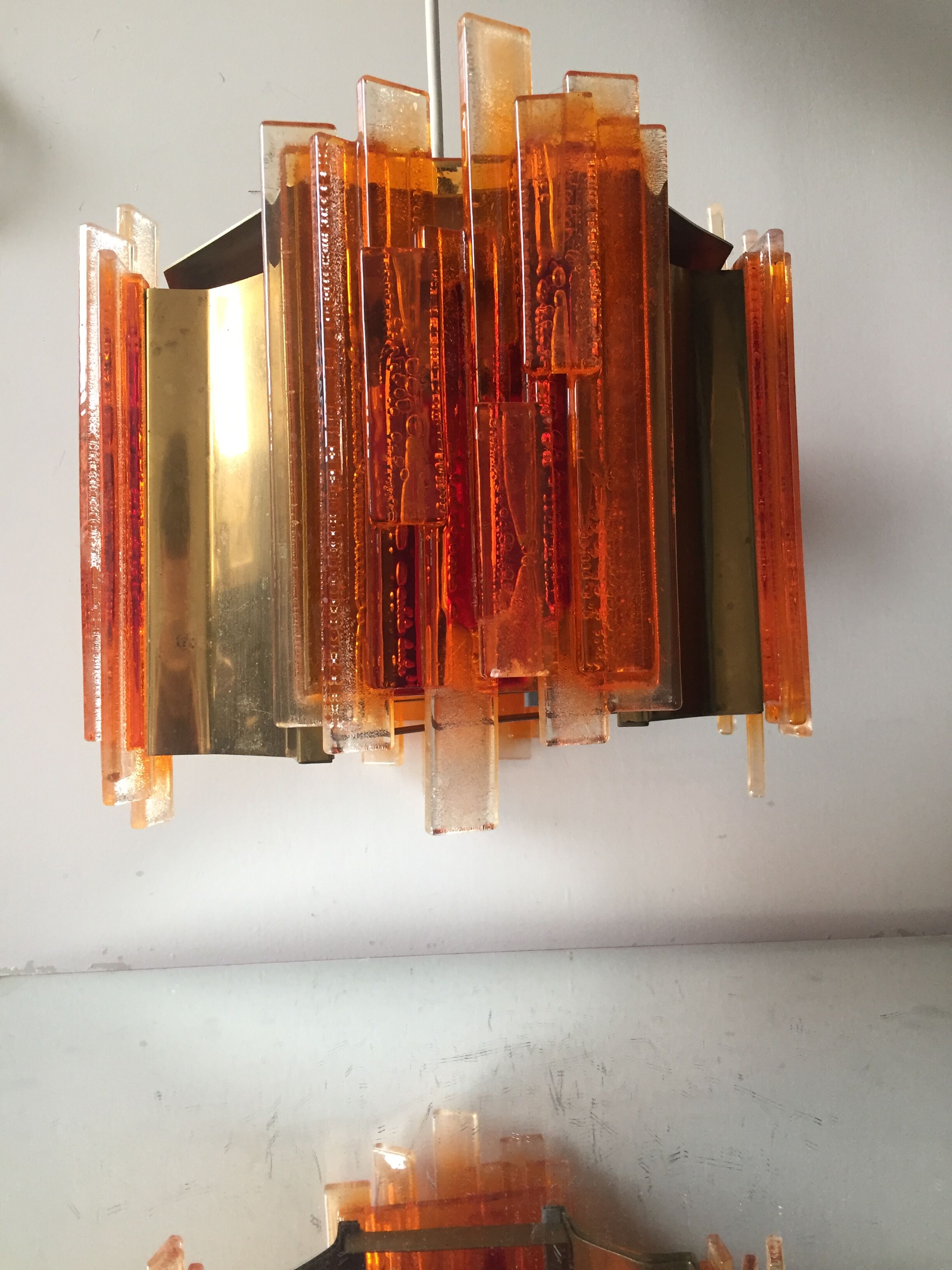 Claus Bolby brass plexiglas ceiling light