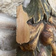 Large wall sculpture in carved gilded wood – fruits and foliage –