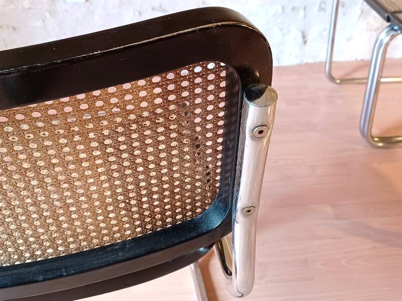 Set of 5 B32 Cesca chairs black lacquer by Marcel Breuer 80s Made in Italy