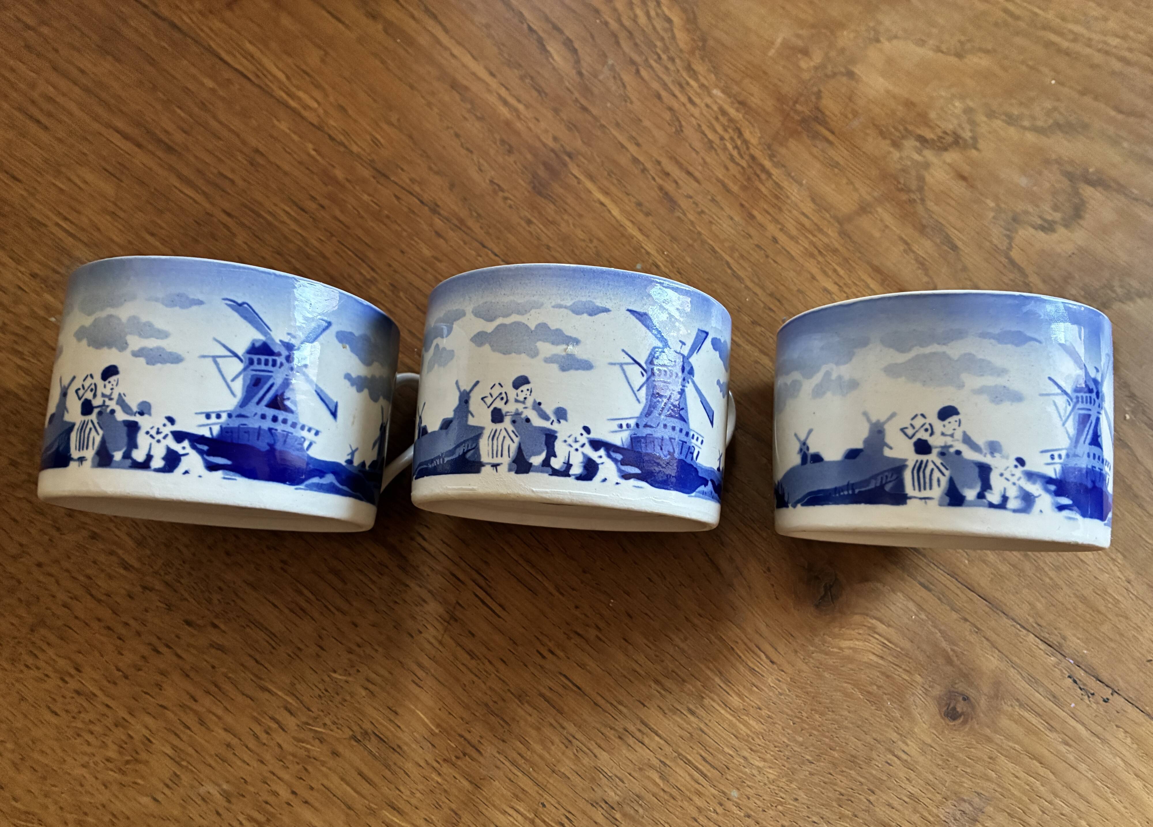3 antique Badonviller cups