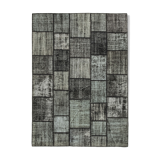 Tapis anatolien contemporain tissé à la main 180 cm x 250 cm tapis patchwork noir