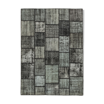 Handwoven Anatolian Contemporary 180 cm x 250 cm Black Patchwork Rug