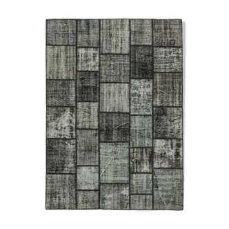 Tapis anatolien contemporain tissé à la main 180 cm x 250 cm tapis patchwork noir