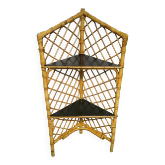 Rattan corner shelf