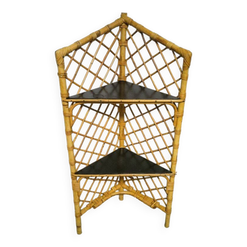 Rattan corner shelf