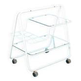 Desserte space age années 70, chariot à tubes en métal et plateaux en verre