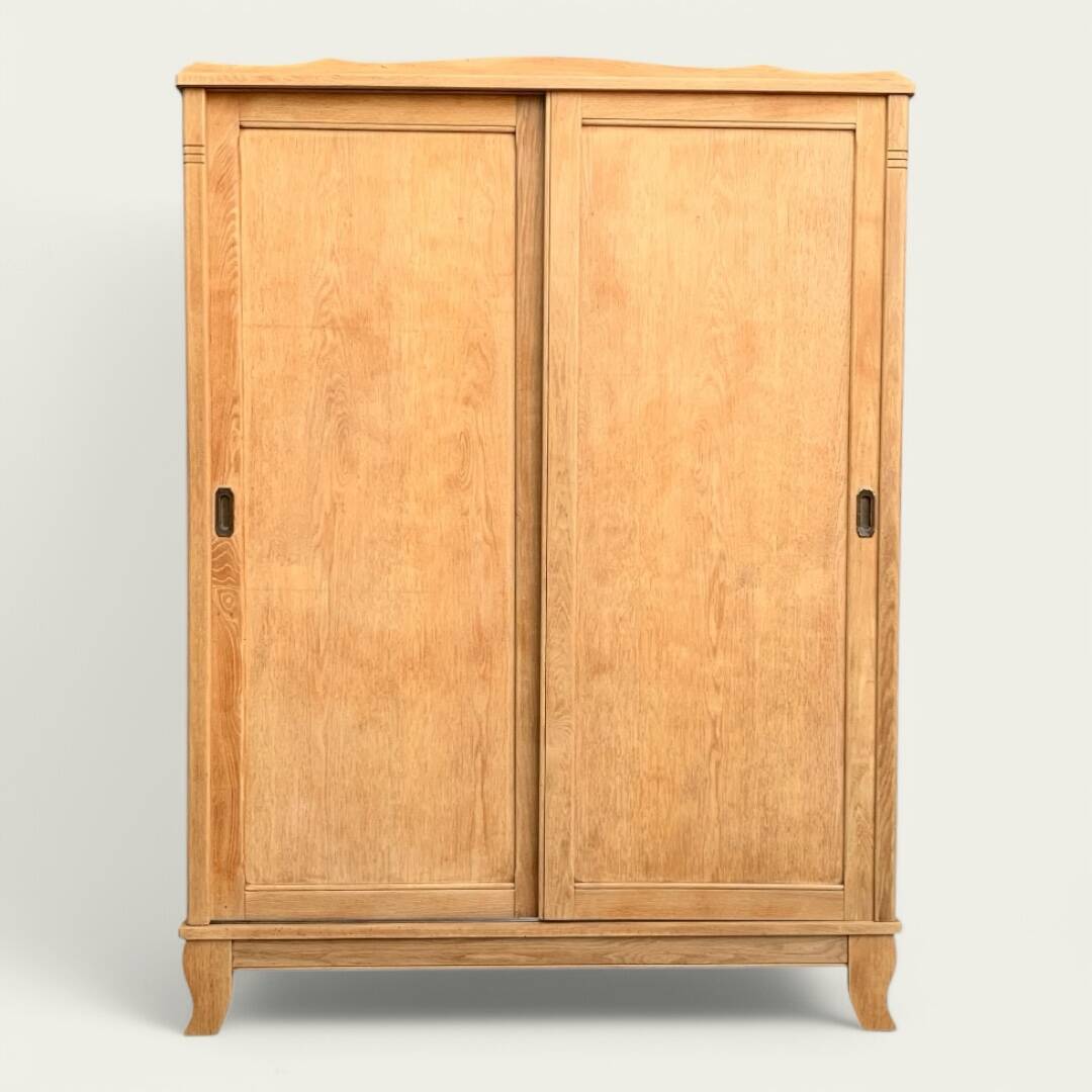 Parisian art deco wardrobe sliding doors solid raw oak